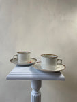 Denby Coffee Tea Cups with Saucers
