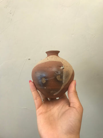 Terracotta Art Pottery Vase With Worm Friend