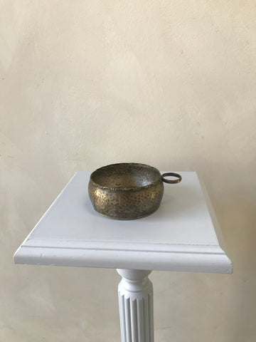 Small Tin Bowl with Handle