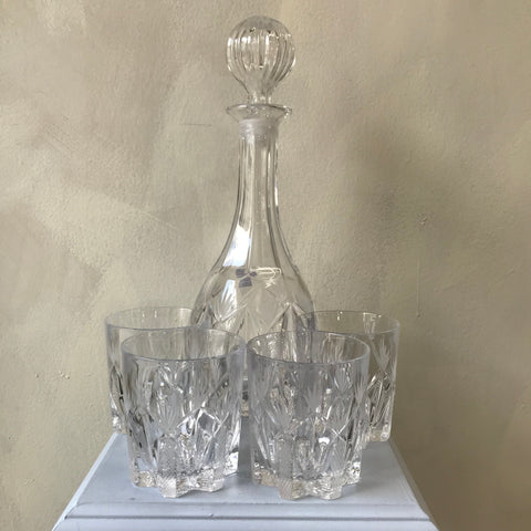 Crystal Decanter Set with 4 Matching Glasses